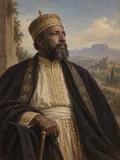 Imagined painted portrait of Menelik II.
