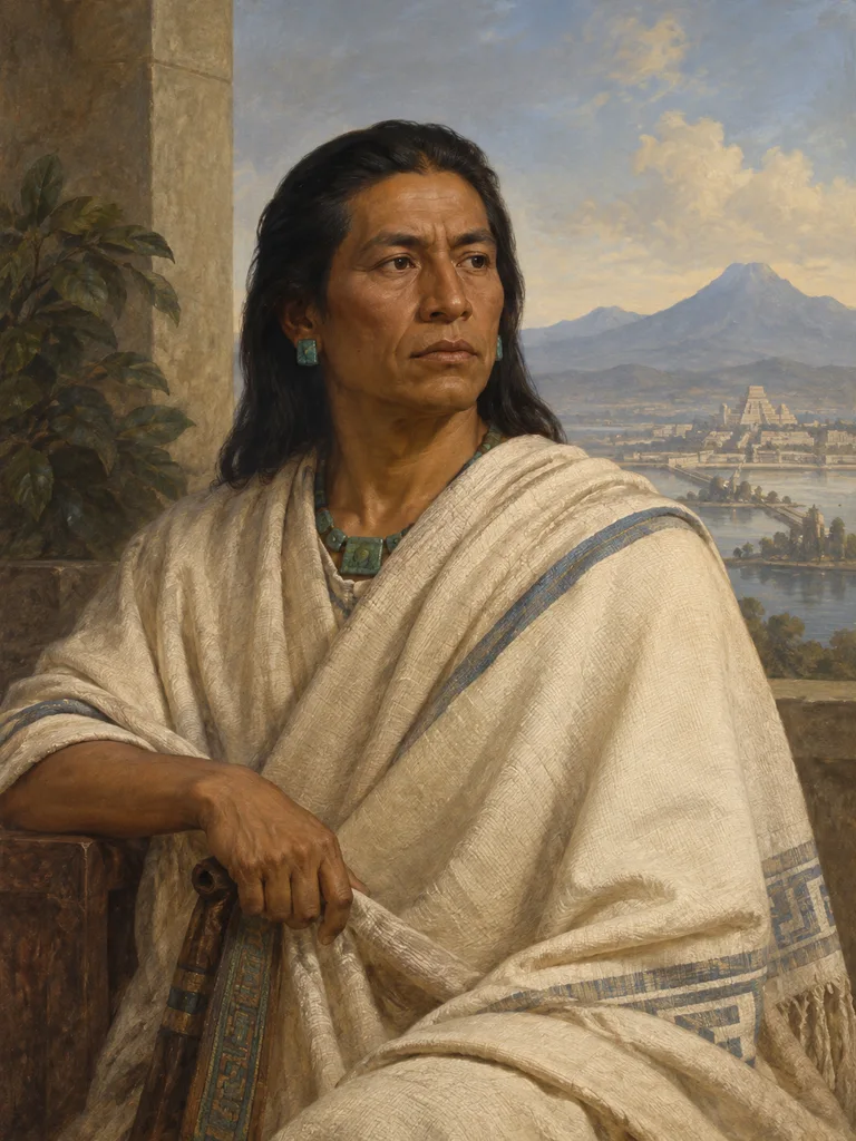 Imagined painted interpretation of Moctezuma II.