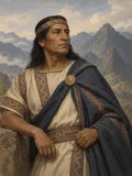 Imagined painted portrait of Pachacuti.
