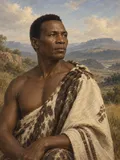 Imagined painted portrait of Shaka kaSenzangakhona.