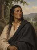 Imagined painted portrait of Tecumseh.